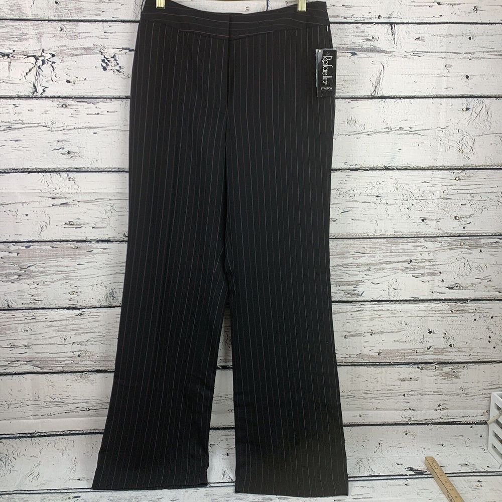 Rafaella Women's Stretch Black Pin Striped Boot Cut Dress Pants 🆕 [Size 8]‎ NWT